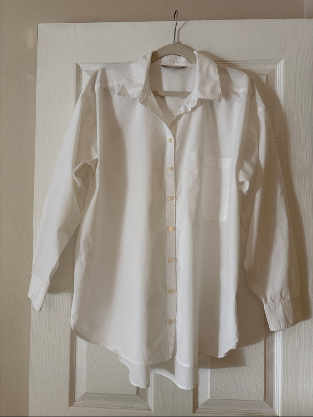 LOFT Off-White Button-Front Tunic Blouse